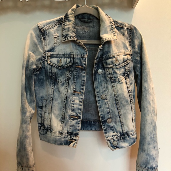 Distressed Acid Wash Denim Jacket 